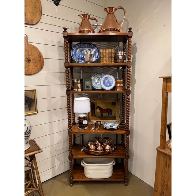 Brown Vintage English Bobbin Twist Book Shelve For Sale - Image 8 of 12