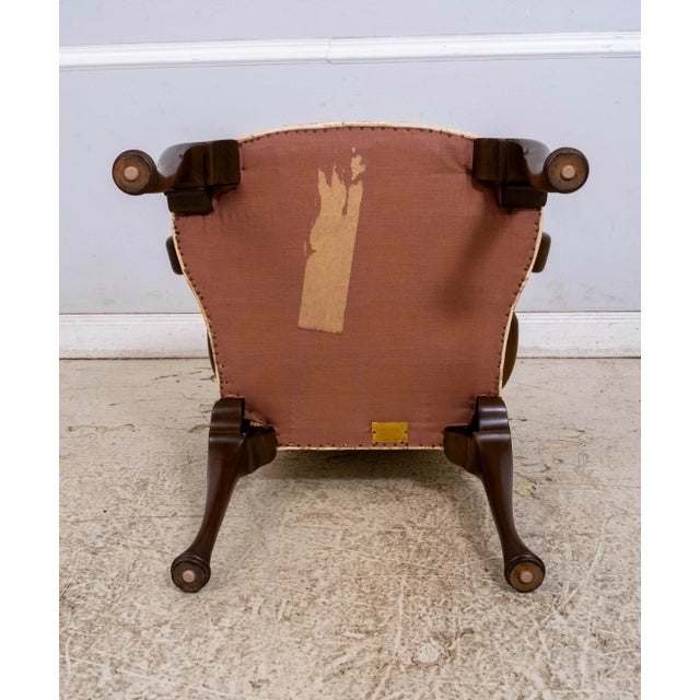 1970s Pair Kittinger Queen Anne Mahogany Upholstered Armchairs For Sale - Image 17 of 18