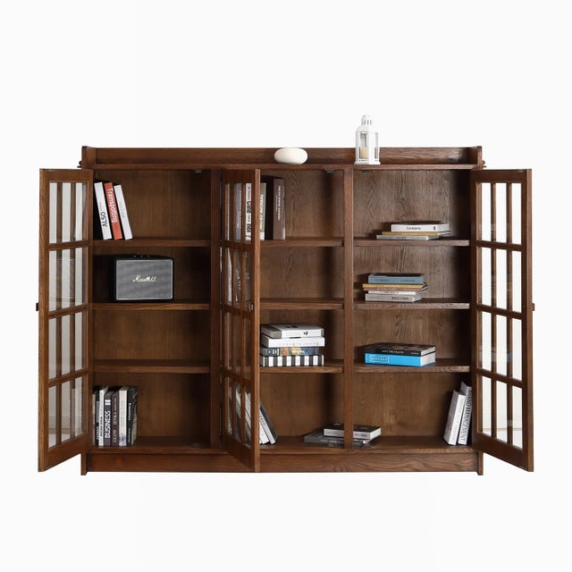Mission Oak 3 Door Display Bookcase For Sale - Image 17 of 18