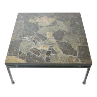 Vintage Brutalist Slate Coffee Table in the Style of P. Kingma, 1970s For Sale