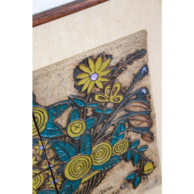 Mid Century Modern Wall Art Ceramic Flowers Studio Plaque Victoria Littlejohn For Sale - Image 11 of 12