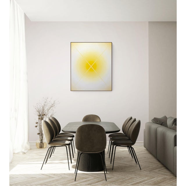 Abstract Contemporary Abstract Acrylic on Canvas "Light Interaction (Naples Yellow Light)" by Andy Harwood For Sale - Image 3 of 4