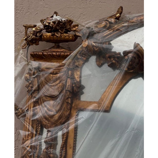 Monumental 19th-Century Italian Rococo/Neoclassical Revival Overmantel Mirror For Sale - Image 4 of 6