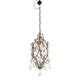 Italian 1950s Crystal Bead & Prism Pendant Light For Sale