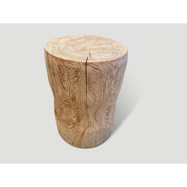 Contemporary Andrianna Shamaris Hand Carved Teak Side Table For Sale - Image 3 of 6