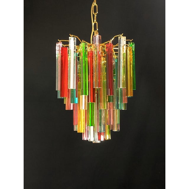 1970s Murano Glass Chandelier with Trihedral Prisms in the style of Venini, Venice, 1972 For Sale - Image 5 of 11