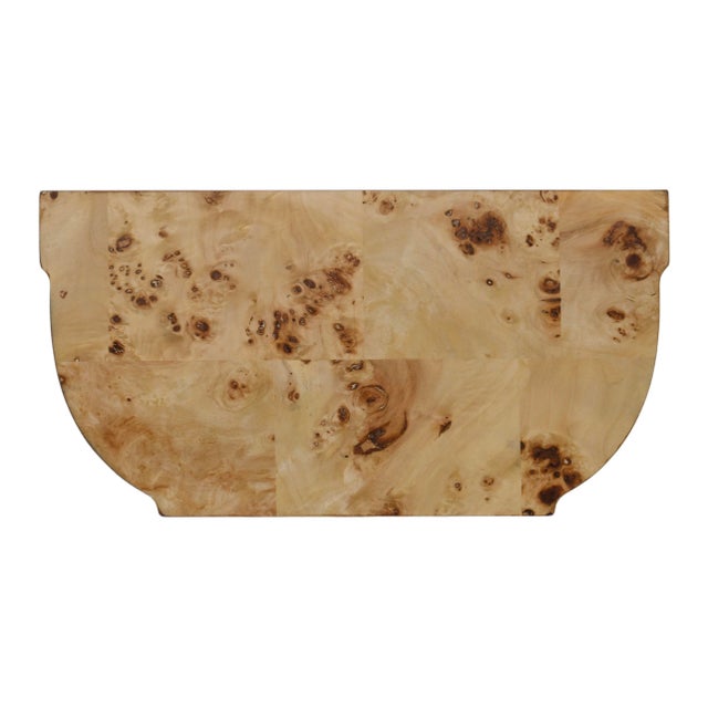 Wood Wendell 17.5 in. W Demilune Wood Console Table with Lower Open Shelf, Light Burl For Sale - Image 7 of 8