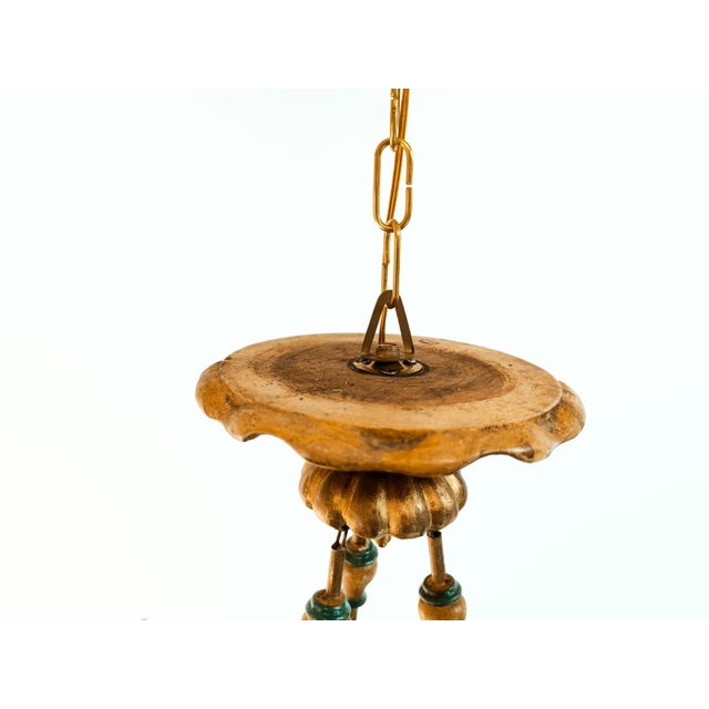 Four-Light Hanging Light in Decorated Wood For Sale - Image 11 of 18