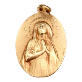 19.2k Gold Our Lady of the Immaculate Conception Pendant For Sale