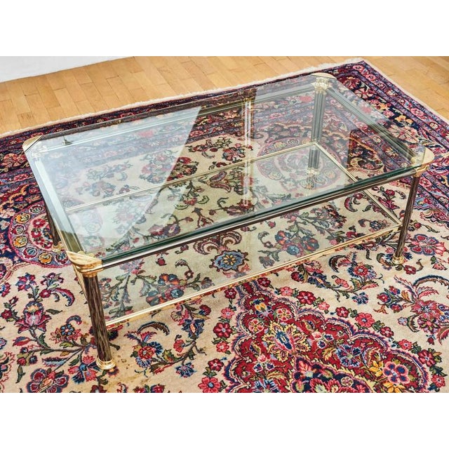 Hollywood Regency Coffee Table in Clear Glass and Metal For Sale - Image 3 of 11