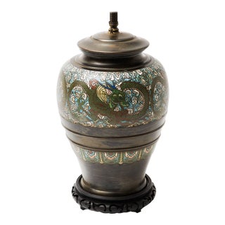 Bronze Champlevé Dragon Cloisonné Lamp For Sale