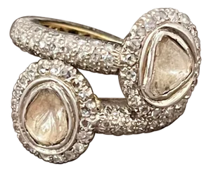 Mughal Magnificenct Traditional Kundan Polki Rose Cut Diamond Ring Gold & 925