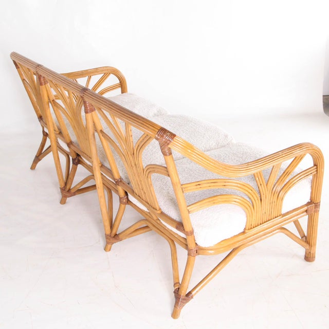 Floral Palm Rattan Lounge Set, 1970s, Set of 3 For Sale - Image 12 of 15