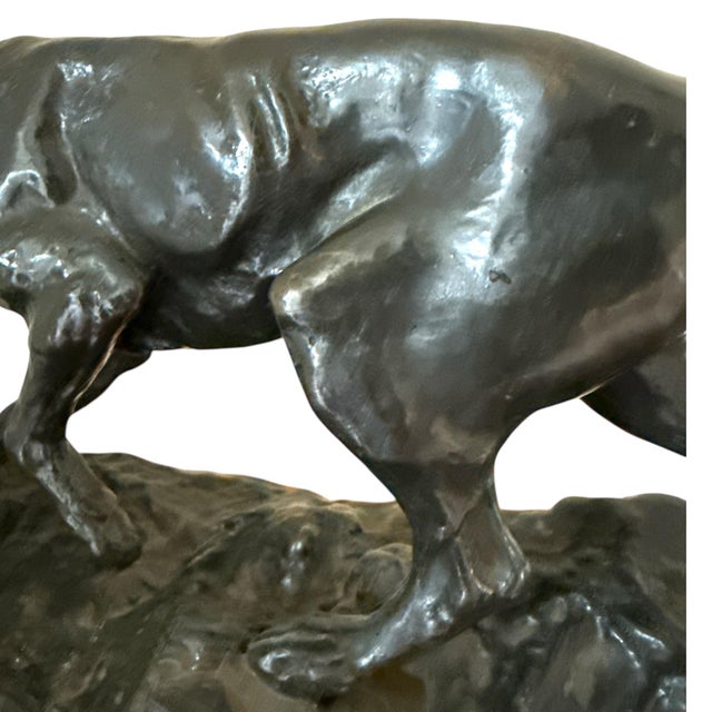 Solid Bronze “Pointer” Sculpture on Marble After French Sculptor p.j. Mêne For Sale In Los Angeles - Image 6 of 9