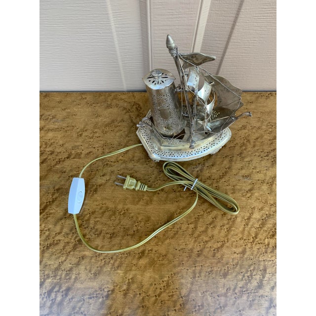 Vintage German Silver Sailing Ship Nightlight | an English Coastal Curiosity For Sale - Image 10 of 11
