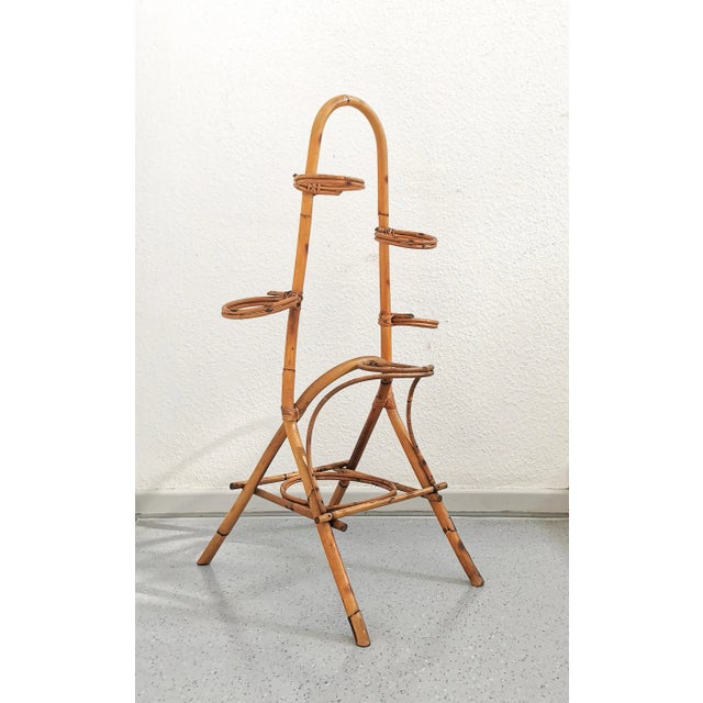 Vintage Rattan Plant Stand, Italy, 1960s For Sale - Image 12 of 12