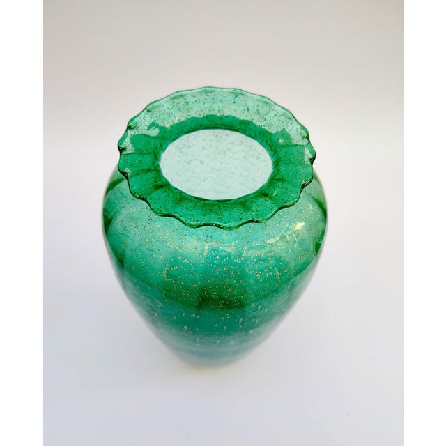 Green Murano Glass Vase with Silver Leaf from Ca dei Vetrai, 1980s For Sale - Image 3 of 8