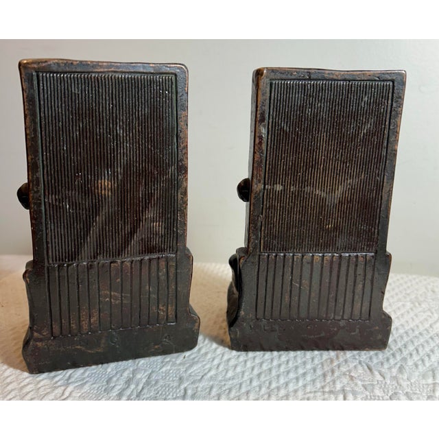 Antique Pompeian Bronze Clad Bookends Figural Man ‘The Builder’ For Sale - Image 4 of 8