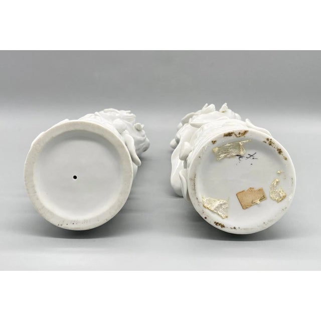 Ceramic 20th Century Blanc De Chine Porcelain Geisha Figurines - a Pair For Sale - Image 7 of 11