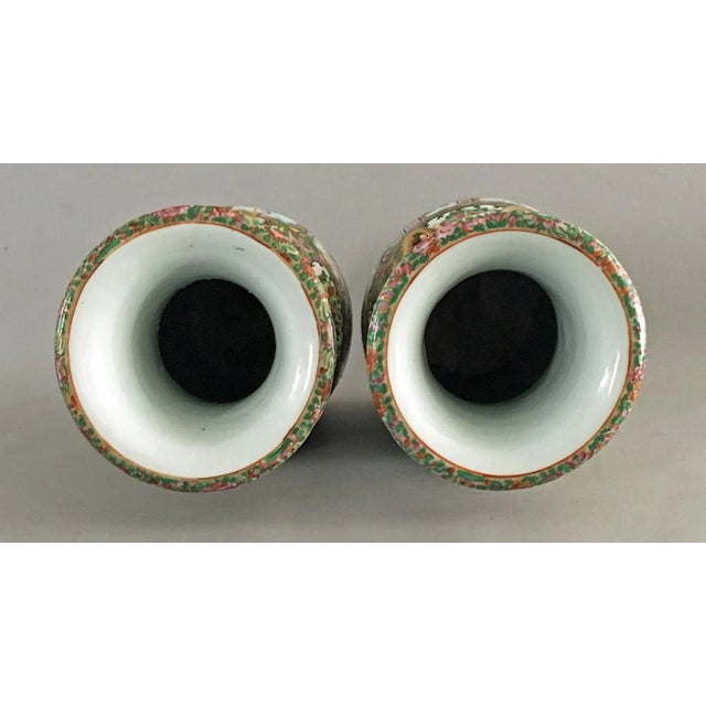 Ceramic Chinese Export Rose Medallion Tall Vases - a Pair For Sale - Image 7 of 9