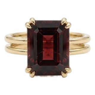 Garnet Double Band Cocktail Ring • January Birthstone Gemstone Ring Us 7 For Sale
