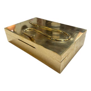 Italian Brass Box With Sculptural Snake Motif, Mid-Century For Sale