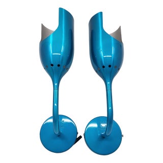 Tsé Tsé Adjustable Wall Lights in French Blue Aluminum, Set of 2 For Sale
