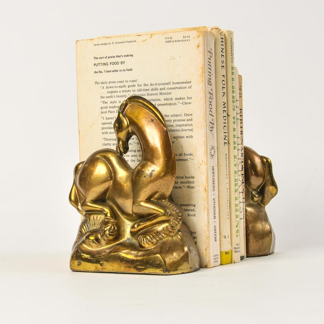 MCM Gold Horse Bookends For Sale - Image 9 of 11