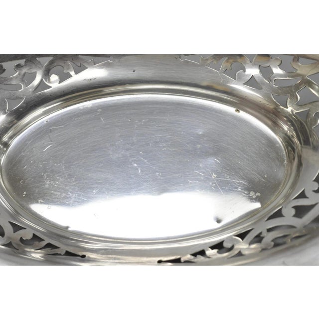 Early 20th Century Antique Victorian Silver Plated Oval Reticulated Trinket Dish Tray by l.b.s. Co For Sale - Image 5 of 11