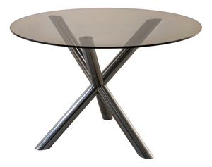 Vintage Space Age Steel and Smoked Glass Table, 1970s