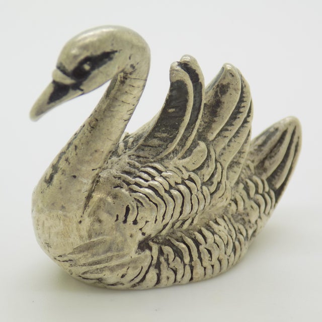 Vintage Italian Silver 800 Swan Miniature Figurine, 1960s For Sale - Image 3 of 12