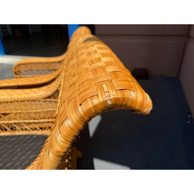 Vintage Henry Link Woven Rattan and Wicker Lounge Chairs, a Pair For Sale - Image 13 of 18