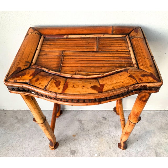 Late 19th Century Rare Bamboo Parquetry Tortoiseshell Bamboo Fern Stand/Side Table - French Aesthetic Movement in the Style of Perret & Vibert, Paris, Circa 1890 For Sale - Image 5 of 12