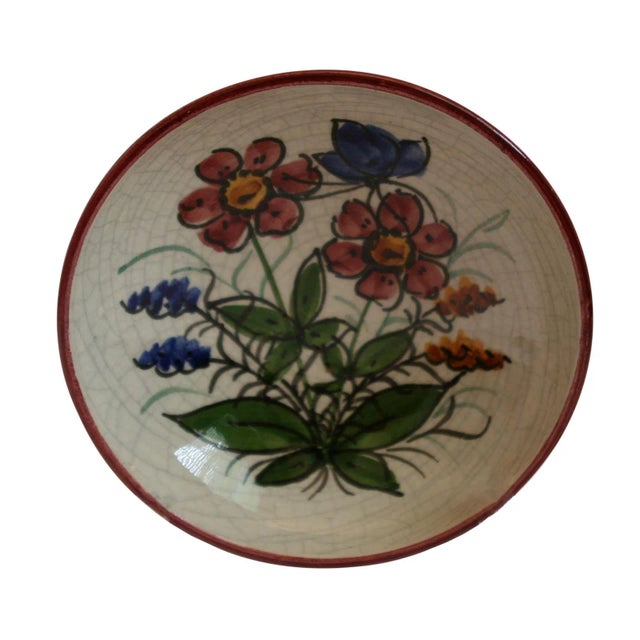 Vintage Graf Hand-Crafted German Crackle Art Pottery Bowl For Sale