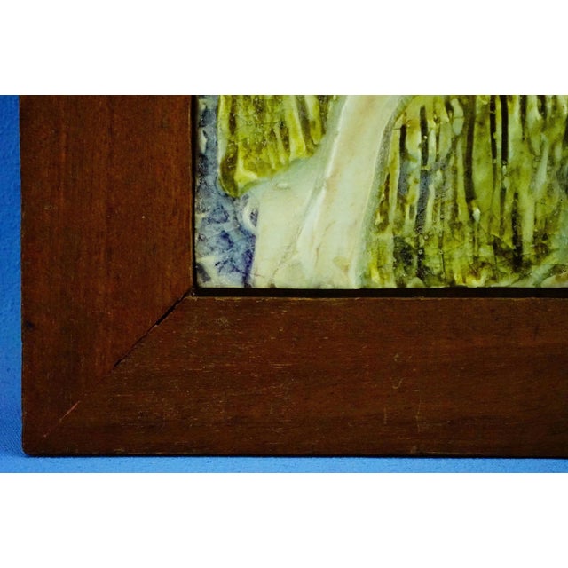 Yellow Vintage Ceramic Tile Plaque, 1950s For Sale - Image 8 of 11