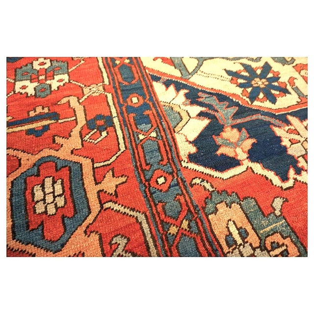 Antique Persian Serapi 10x15 Rust & Navy Handmade Area Rug #1140796 For Sale - Image 10 of 14