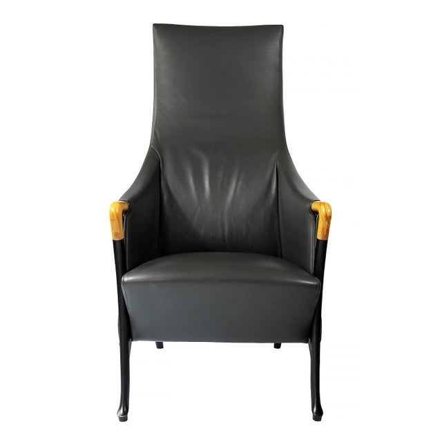 Mid-Century Modern Mid-Century Leather Armchair by Umberto Asnago for Giorgetti Progetti For Sale - Image 3 of 8