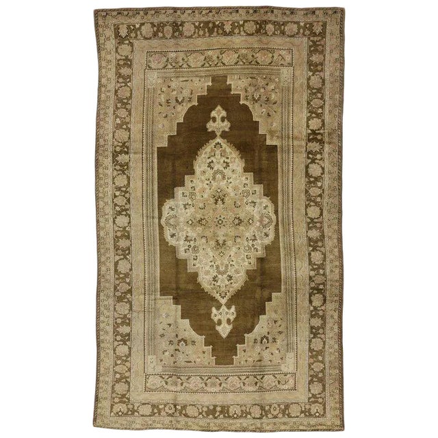 Vintage Mid-Century Turkish Oushak Rug - 7′8″ × 13′2″ For Sale