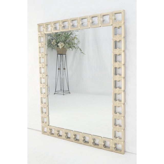 Metal Pair of Silvered Chain Link Style Frames Rectangle Decorative Wall Mirrors For Sale - Image 7 of 7