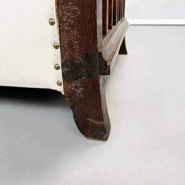 Italian Modern Wooden Sofa with White Fabric, 1940s For Sale - Image 16 of 17