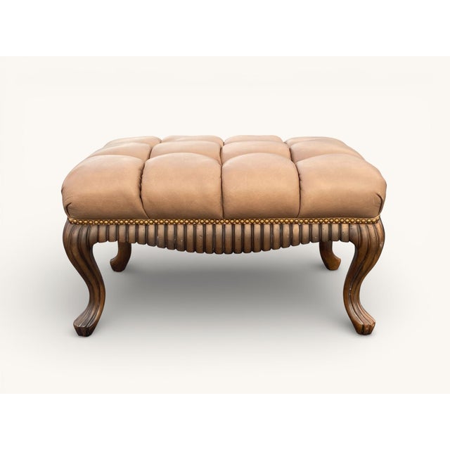 Late 20th Century Tufted Cognac Leather Lounge Chair and Ottoman by Century - Hickory, North Carolina For Sale - Image 10 of 14