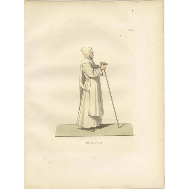 Rhodes Knight, Monk, and Artist in Costume, 1845, Engraving on Paper, Set of 3 For Sale - Image 3 of 10