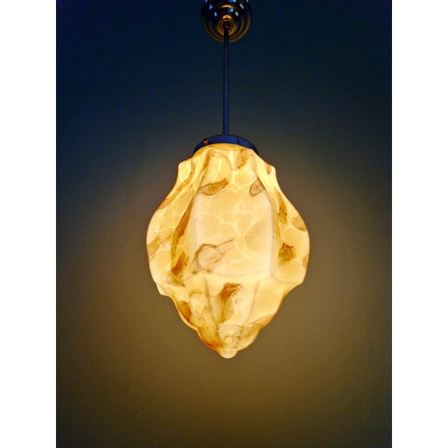 Art Deco Pendant Light in Marbled Opaline Glass from Scailmont Glassworks, Belgium, 1920s. For Sale - Image 11 of 12