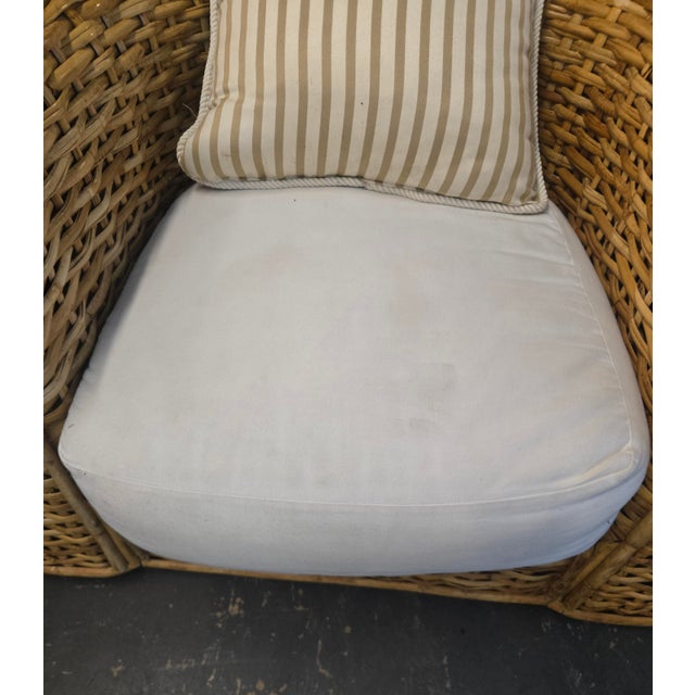 Wood Ralph Lauren Bamboo Woven Tub Chairs and Ottoman/Table- A Set For Sale - Image 7 of 10