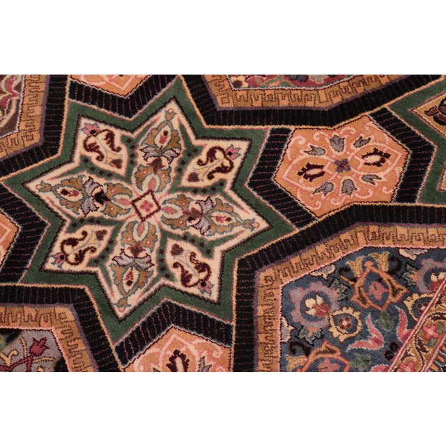 Elegant Mughal Inspire Pak-Persian Black/Multi Wool Rug - 9'2'' X 12'4'' For Sale - Image 4 of 9