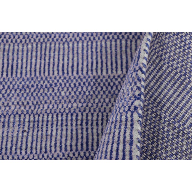 1990s Grass Modern Dexter Blue/Ivory Wool Rug Runner - 2'6'' X 9'8'' For Sale - Image 5 of 7