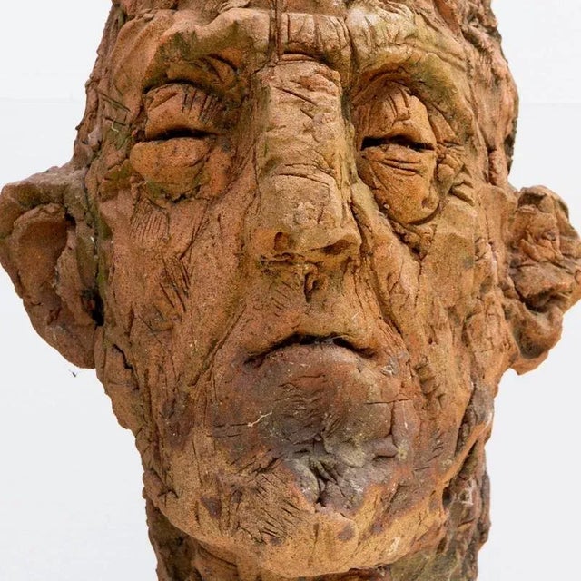 Expressionist Ceramic Head Sculpture in Refractory Stoneware, 2010s For Sale - Image 13 of 16