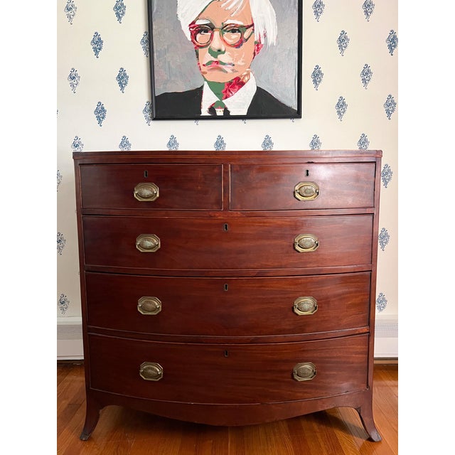Antique Late 1700s British Neoclassical Mahogany Bowfront Chest of Drawers For Sale - Image 16 of 16