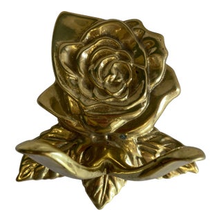 Vintage Brass Rose Wall Hook For Sale