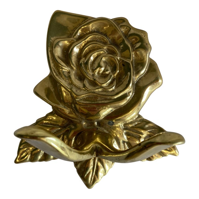Vintage Brass Rose Wall Hook For Sale
